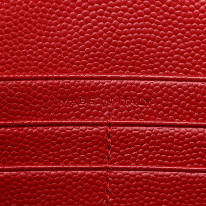 Grain De Poudre Matelasse Chevron Monogram Chain Wallet Red