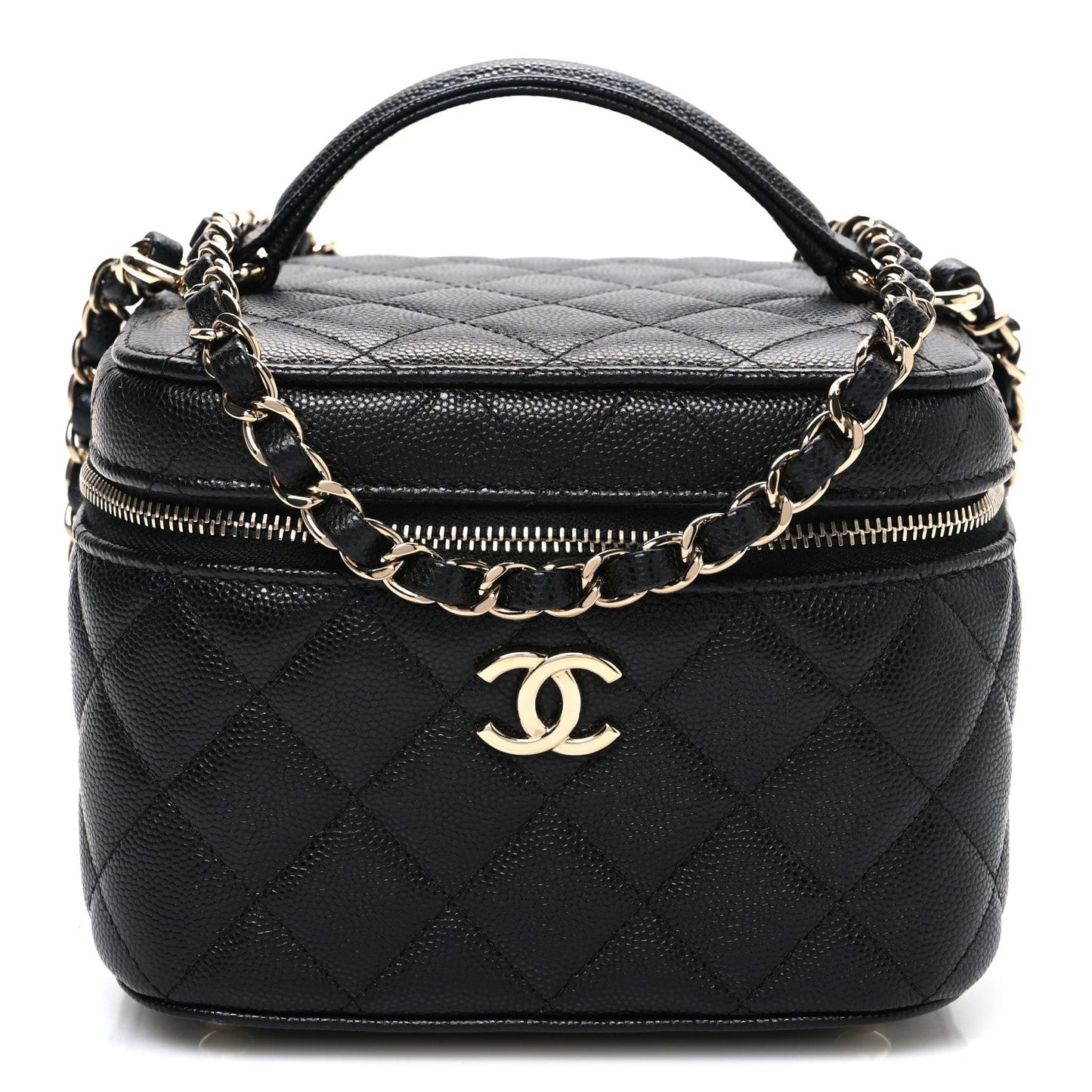 Caviar Quilted Small CC Vanity Case Black Black