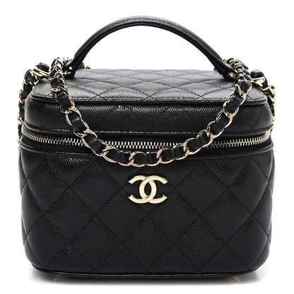 Caviar Quilted Small CC Vanity Case Black Black