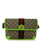 GG Supreme Monogram Web Small Ophidia Belt Bag Beige Ebony Electric Green