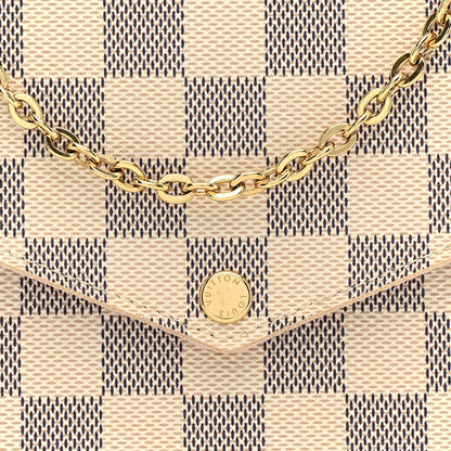 Damier Azur Pochette Felicie Chain Wallet Rose Ballerine