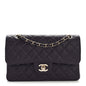 Caviar Quilted Small Double Flap Dark Purple