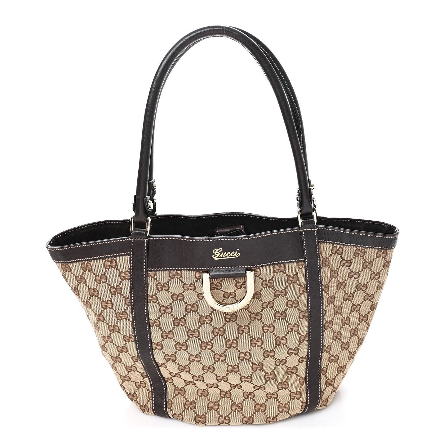 Monogram Medium D Gold Tote Bag Brown