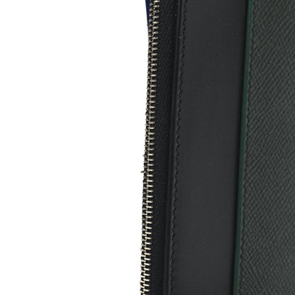 Textured Calfskin Passport Phone Holder Green