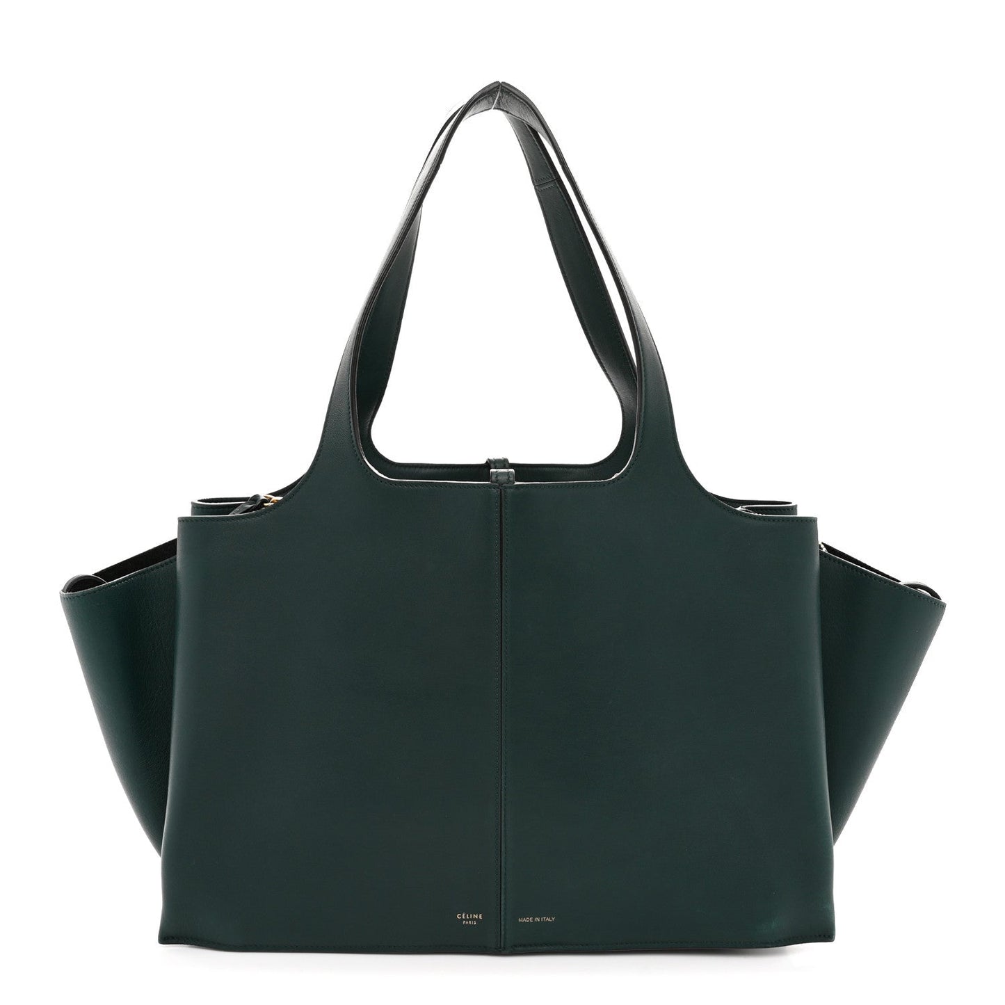 Smooth Calfskin Medium Tri-Fold Bag Bottle Green