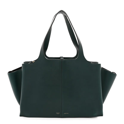 Smooth Calfskin Medium Tri-Fold Bag Bottle Green