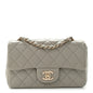 Lambskin Quilted Mini Rectangular Flap Grey