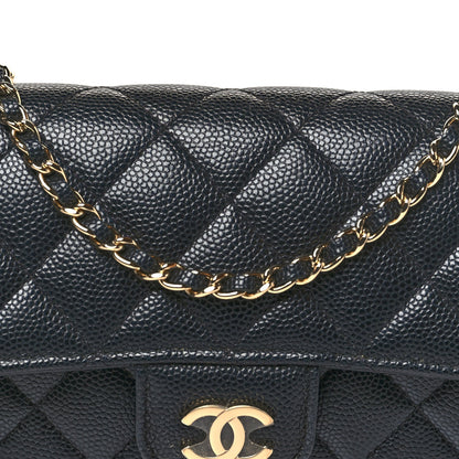 Caviar Quilted Glasses Case With Chain Black