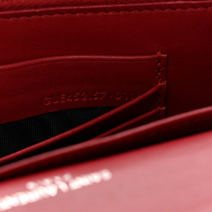 Calfskin Crocodile Embossed Monogram Sunset Chain Wallet Rouge Eros
