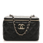 Lambskin Quilted Small CC Vanity Case Black