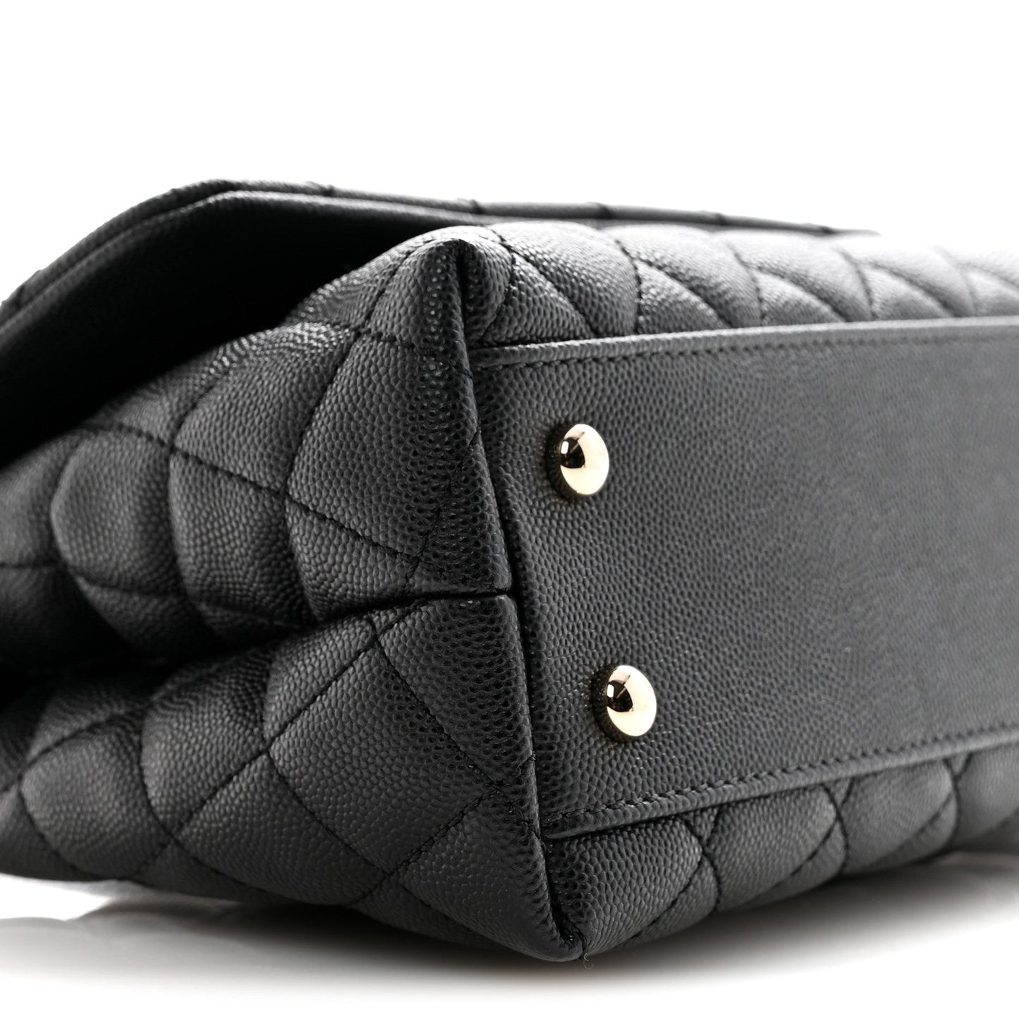 Caviar Quilted Mini Coco Handle Flap Black