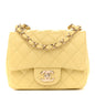 Lambskin Quilted Mini Square Flap Light Yellow