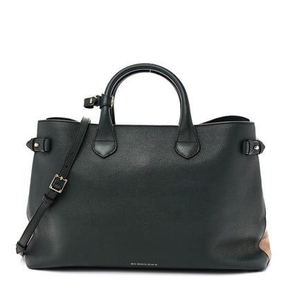 Derby Calfskin House Check Large Banner Tote Dark Bottle Green