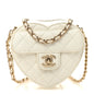Lambskin Quilted CC In Love Heart Clutch With Chain White