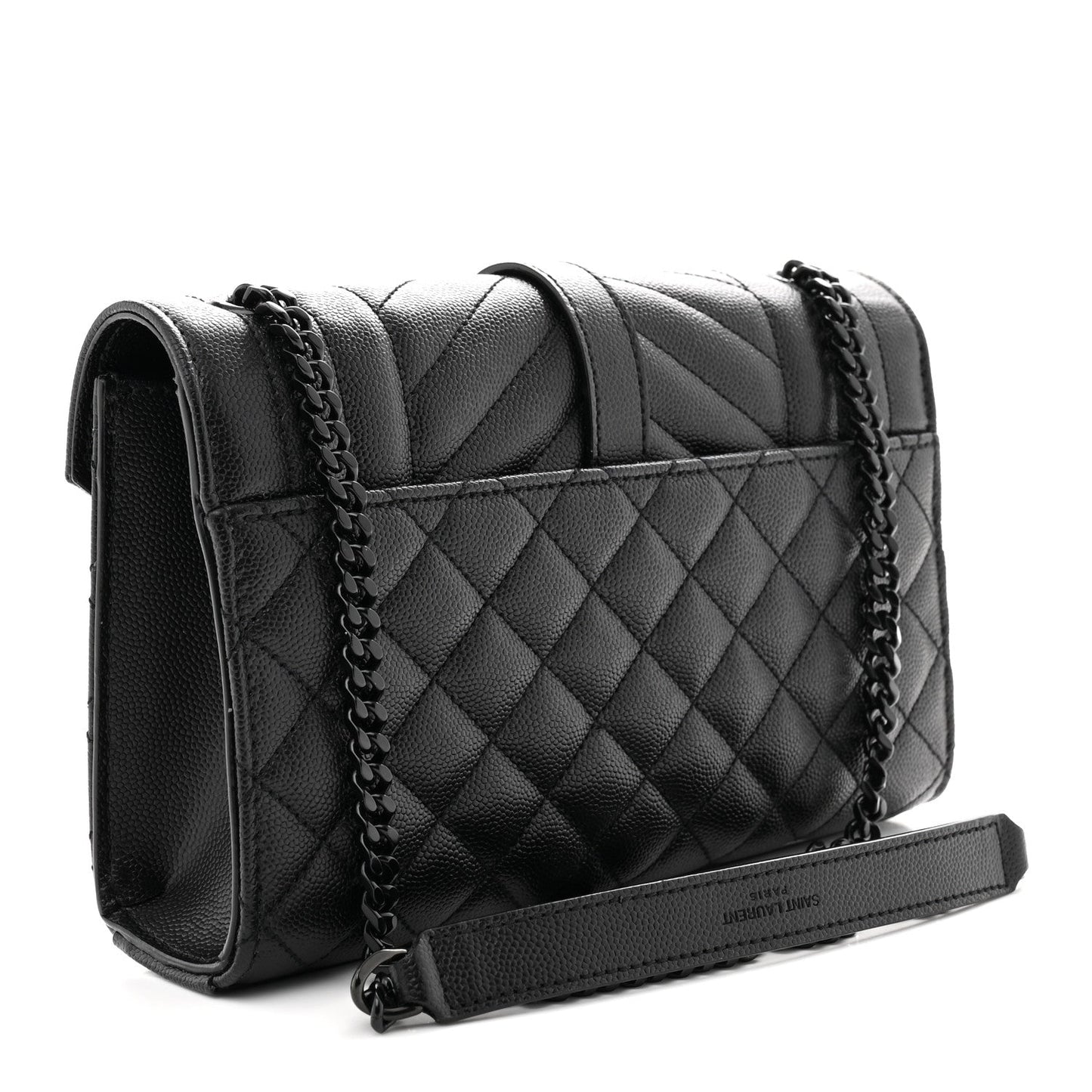 Grain De Poudre Textured Mixed Matelasse Triquilt Small Monogram Monochrome Satchel Black
