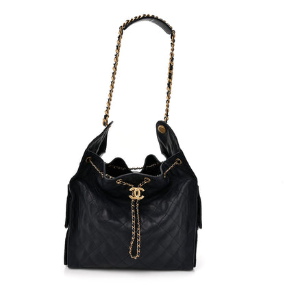 Caviar Quilted Medium Chanel 25 Handbag Dark Navy