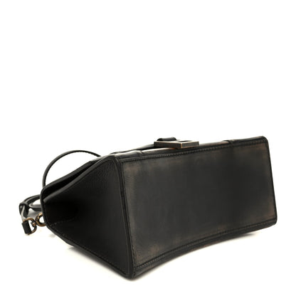 Used Calfskin Small Hourglass Top Handle Bag Brown