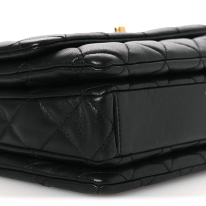 Lambskin Quilted Mini Medallion Multi Chain Flap Black