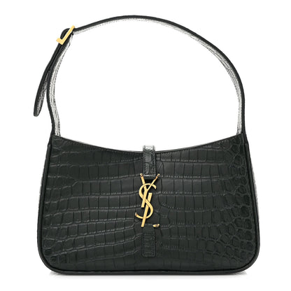 Calfskin Crocodile Embossed LE 5 A 7 Hobo Vert Fonce