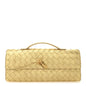Metallic Satin Lambskin Intrecciato Long Andiamo Top Handle Clutch Gold