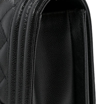 Caviar Quilted Small Boy Flap Black