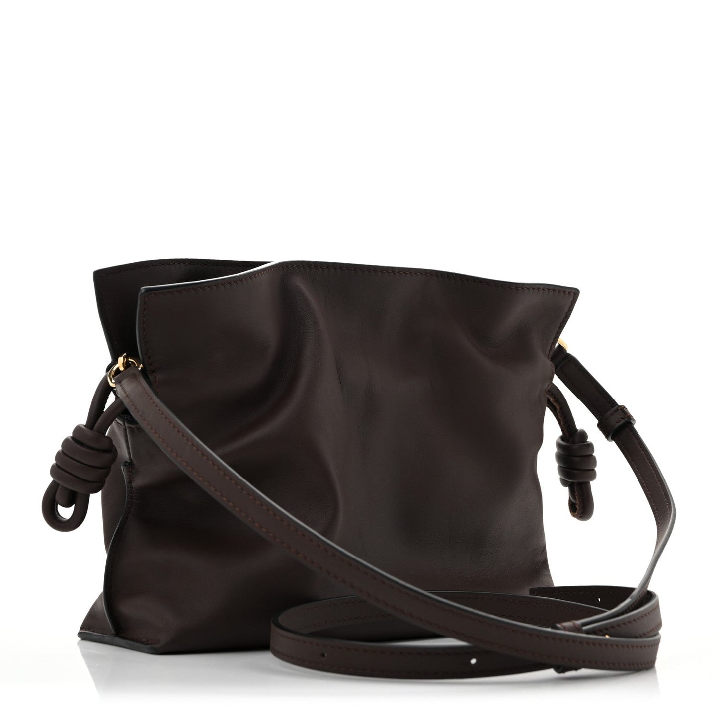 Calfskin Mini Flamenco Knot Clutch Chocolate
