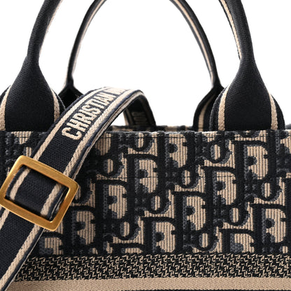 Oblique Calfskin Small Book Tote With Strap Blue Multicolor