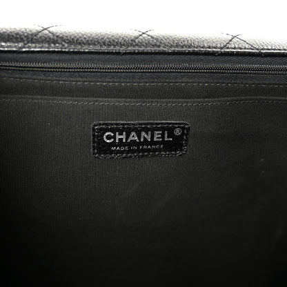 Calfskin Quilted XXL Travel Flap Bag Black