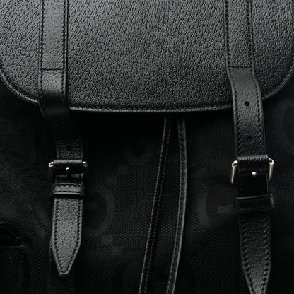 Monogram Jumbo GG Textured Dollar Calfskin Web Double Buckle Backpack Black
