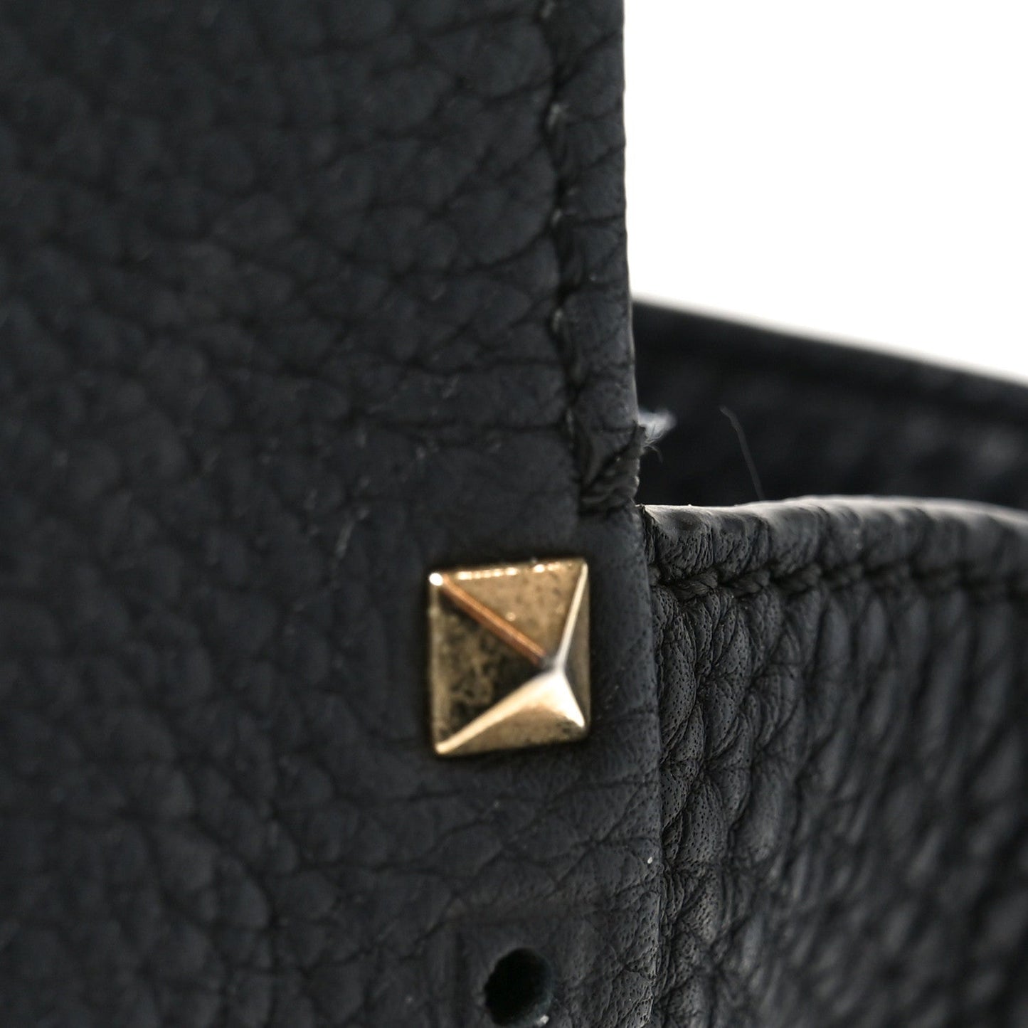 Pebbled Calfskin Medium Rockstud Tote Black