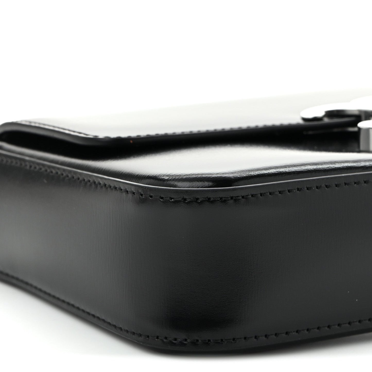 Shiny Calfskin Triomphe Chain Shoulder Bag Black