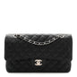 Caviar Quilted Medium Double Flap Black