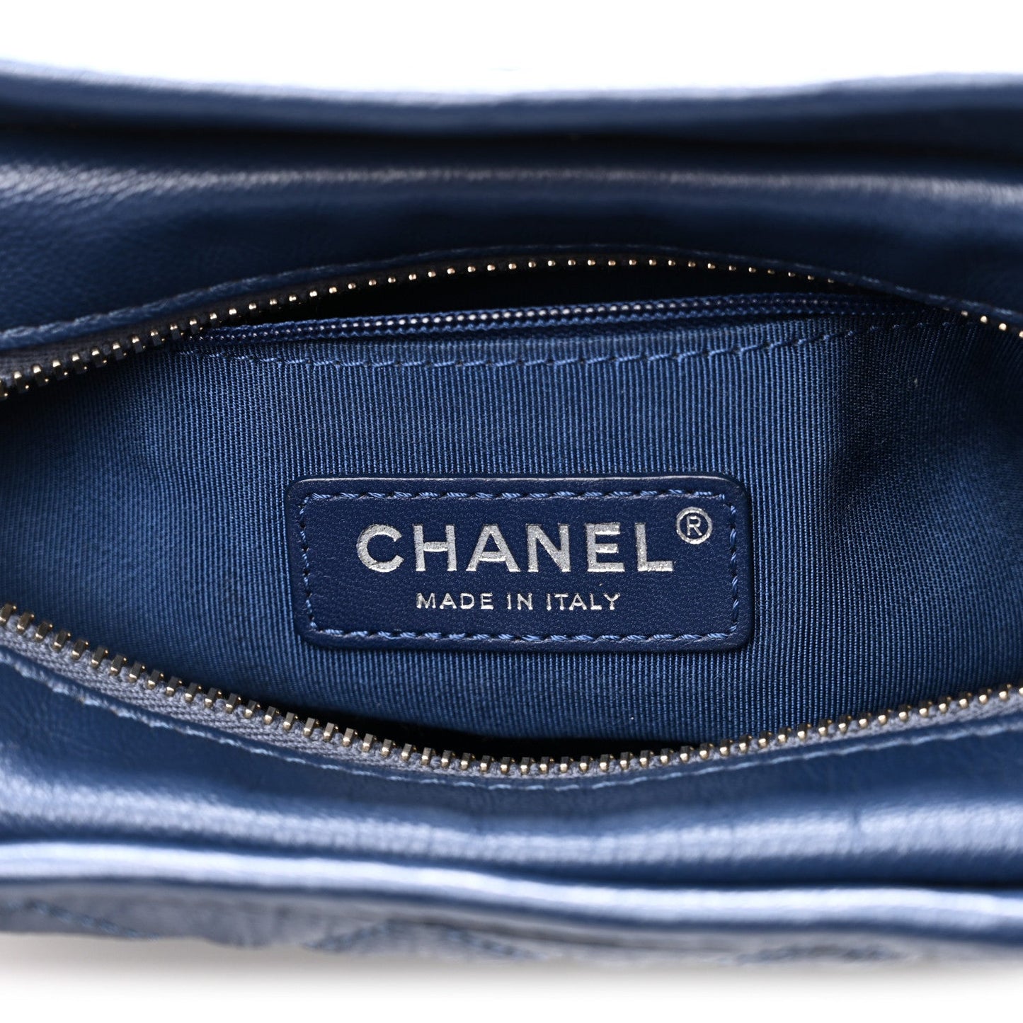 Patent Goatskin Quilted Small Gabrielle Hobo Blue