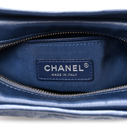 Patent Goatskin Quilted Small Gabrielle Hobo Blue