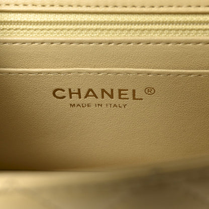 Lambskin Quilted Mini Rectangular Flap Light Yellow