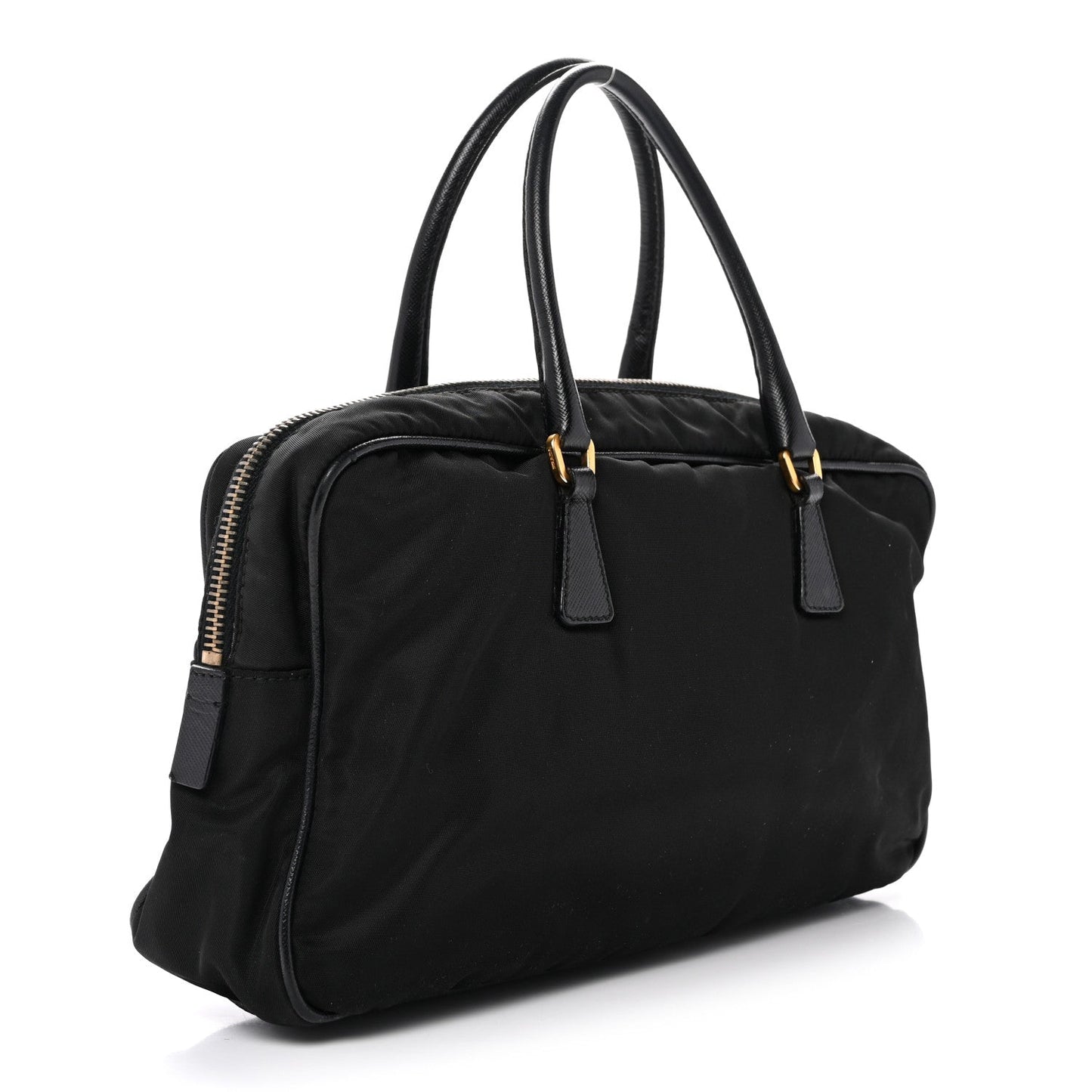 Nylon Saffiano Small Top Handle Bag Black