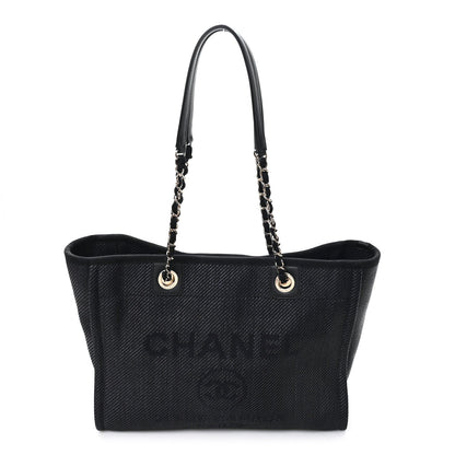 Mixed Fibers Calfskin Small Deauville Tote Black