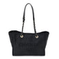 Mixed Fibers Calfskin Small Deauville Tote Black