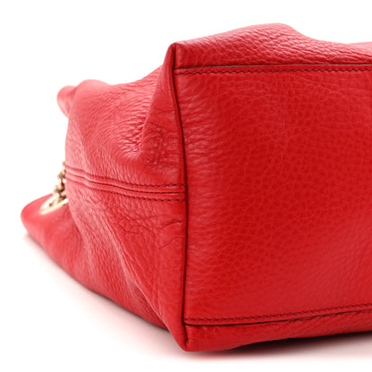 Pebbled Calfskin Medium Soho Chain Shoulder Bag Tabasco Red