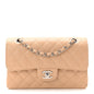 Caviar Quilted Small Double Flap Beige