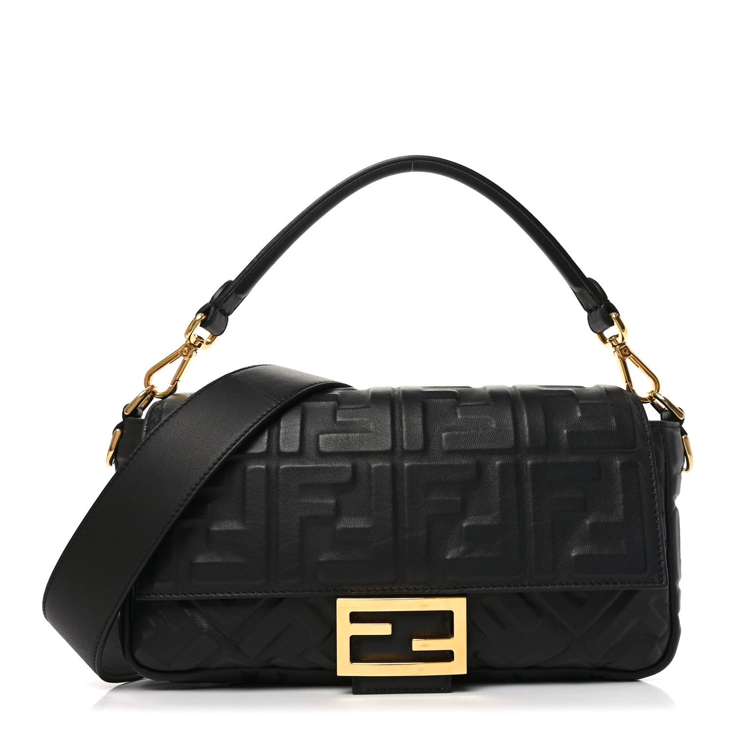 Nappa FF 1974 Embossed Baguette Black