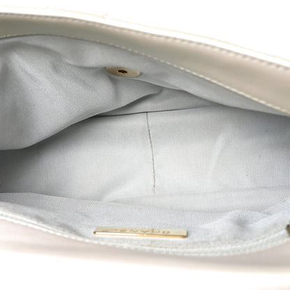 Iridescent Calfskin Quilted Medium Chanel 19 Flap White