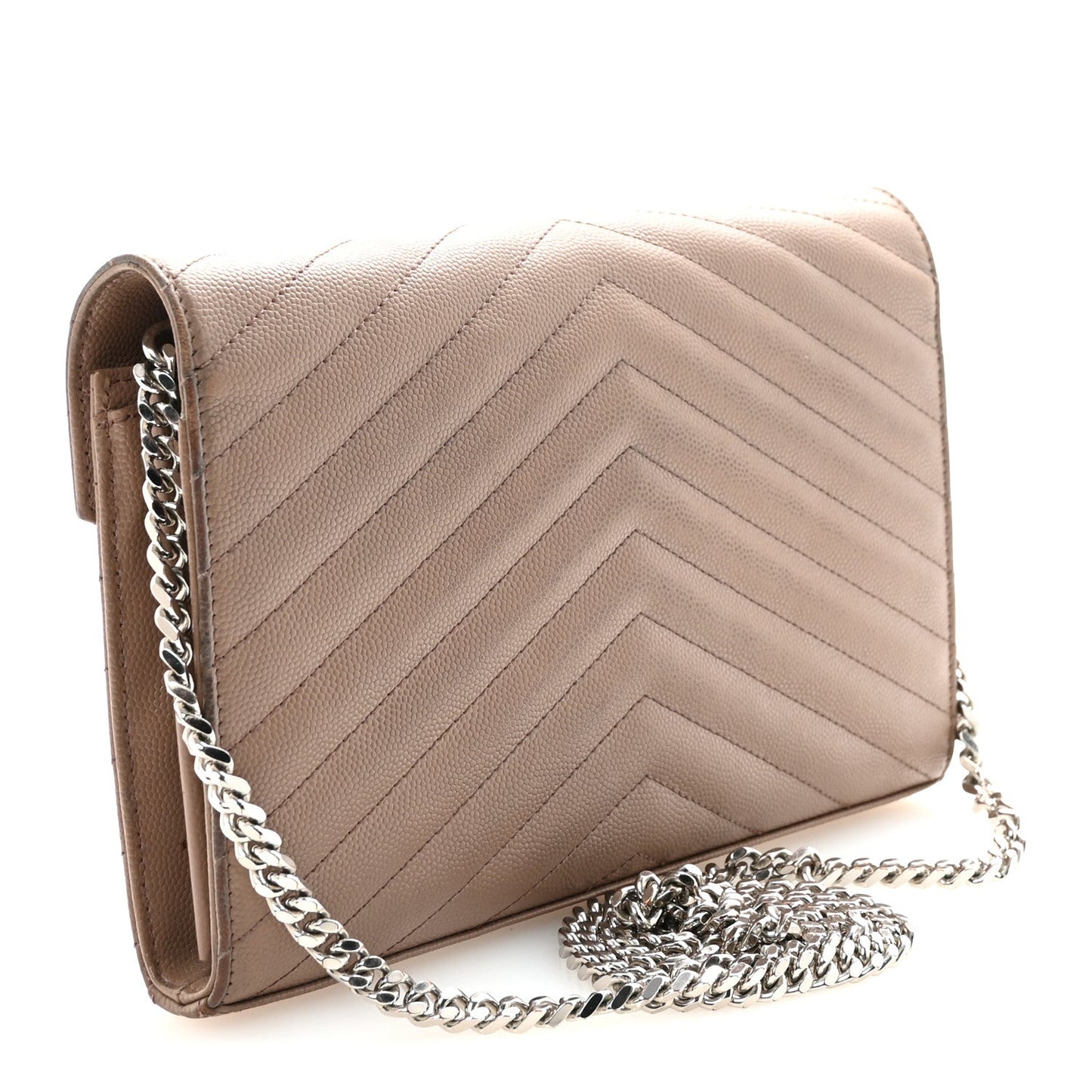 Grain De Poudre Matelasse Chevron Monogram Chain Wallet Taupe