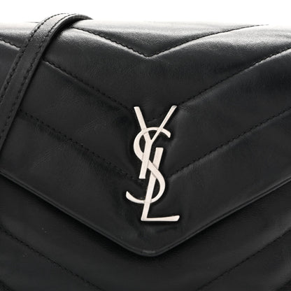 Calfskin Y Quilted Monogram Toy Loulou Crossbody Bag Black