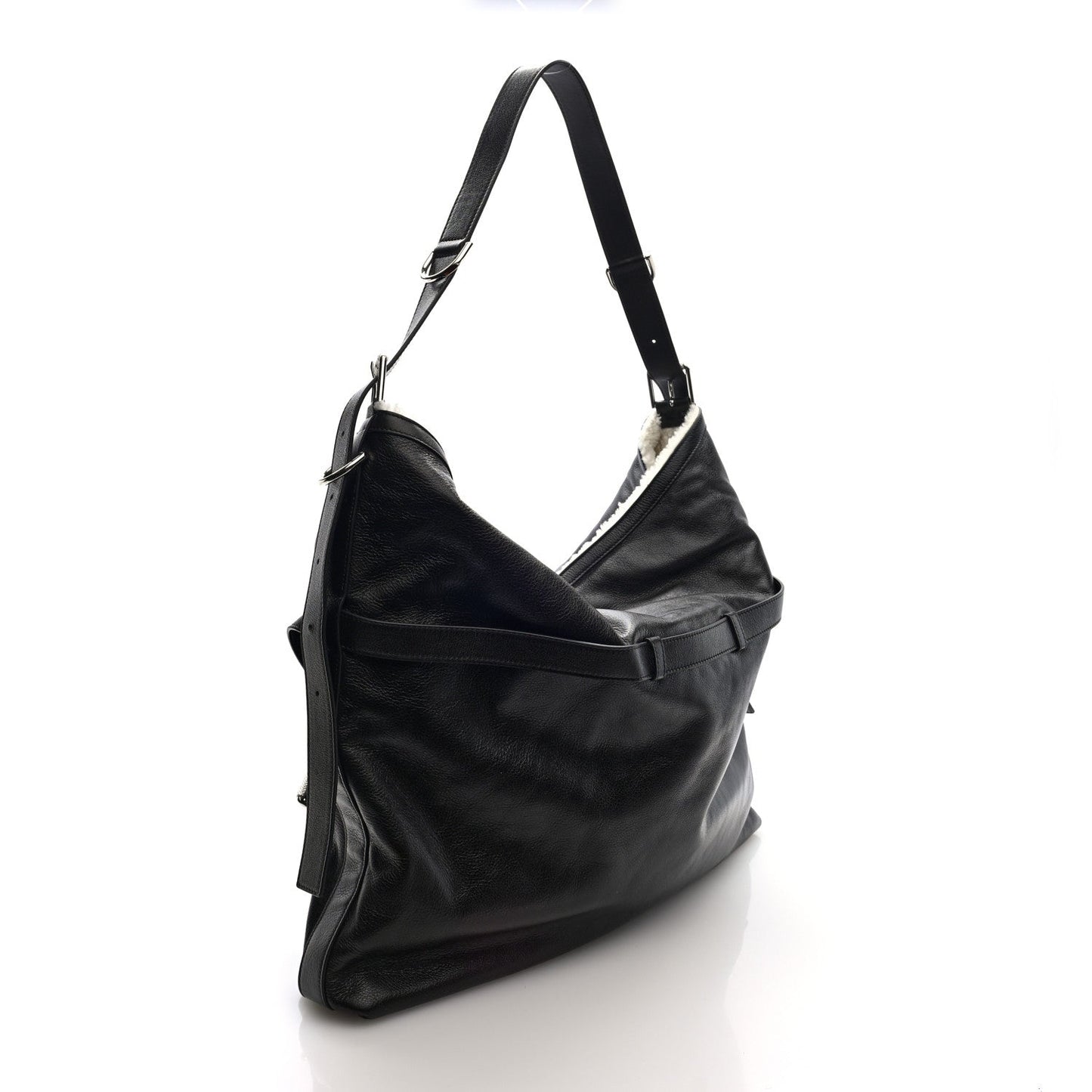 Calfskin Shearling Large Voyou Bag Chocolate