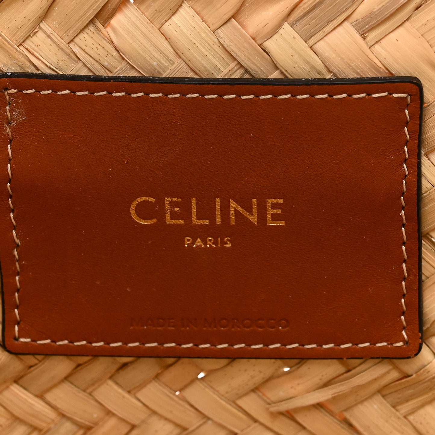 Raffia Calfskin Triomphe Medium Panier Tan