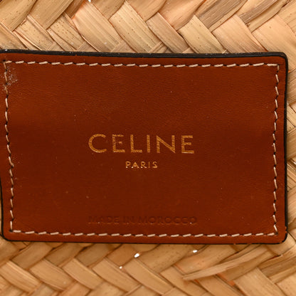 Raffia Calfskin Triomphe Medium Panier Tan