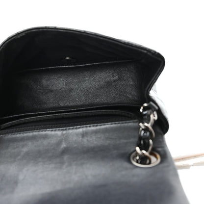 Patent Calfskin Quilted Mini Square Flap Black