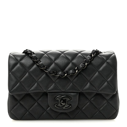 Lambskin Quilted Mini Rectangular Flap So Black