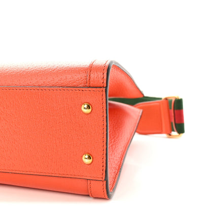Textured Dollar Calfskin Web Small Diana Tote Bag Deep Orange